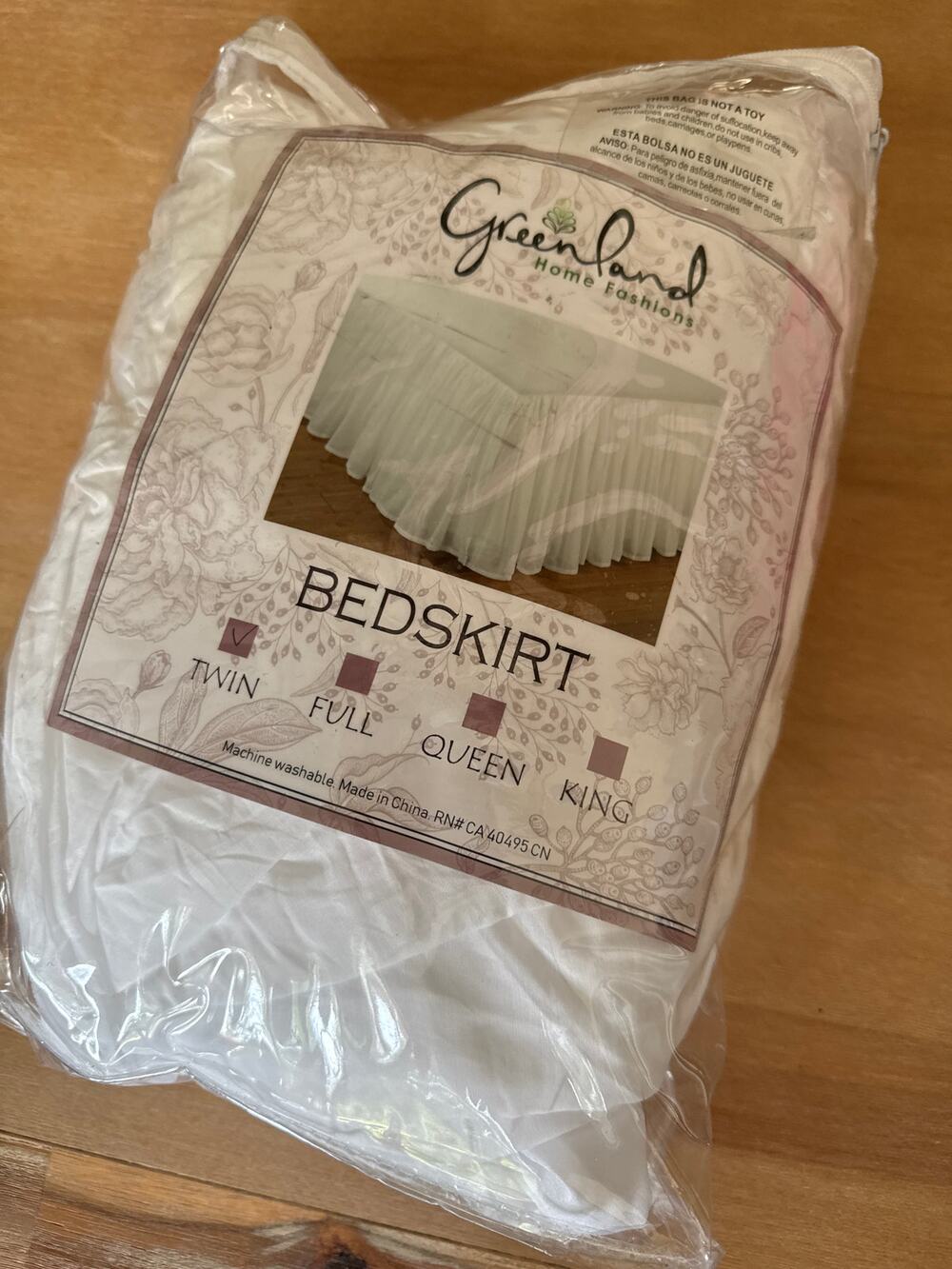 Greenland Twin Bedskirt White Cotton Voile Ruffle 18in. Drop